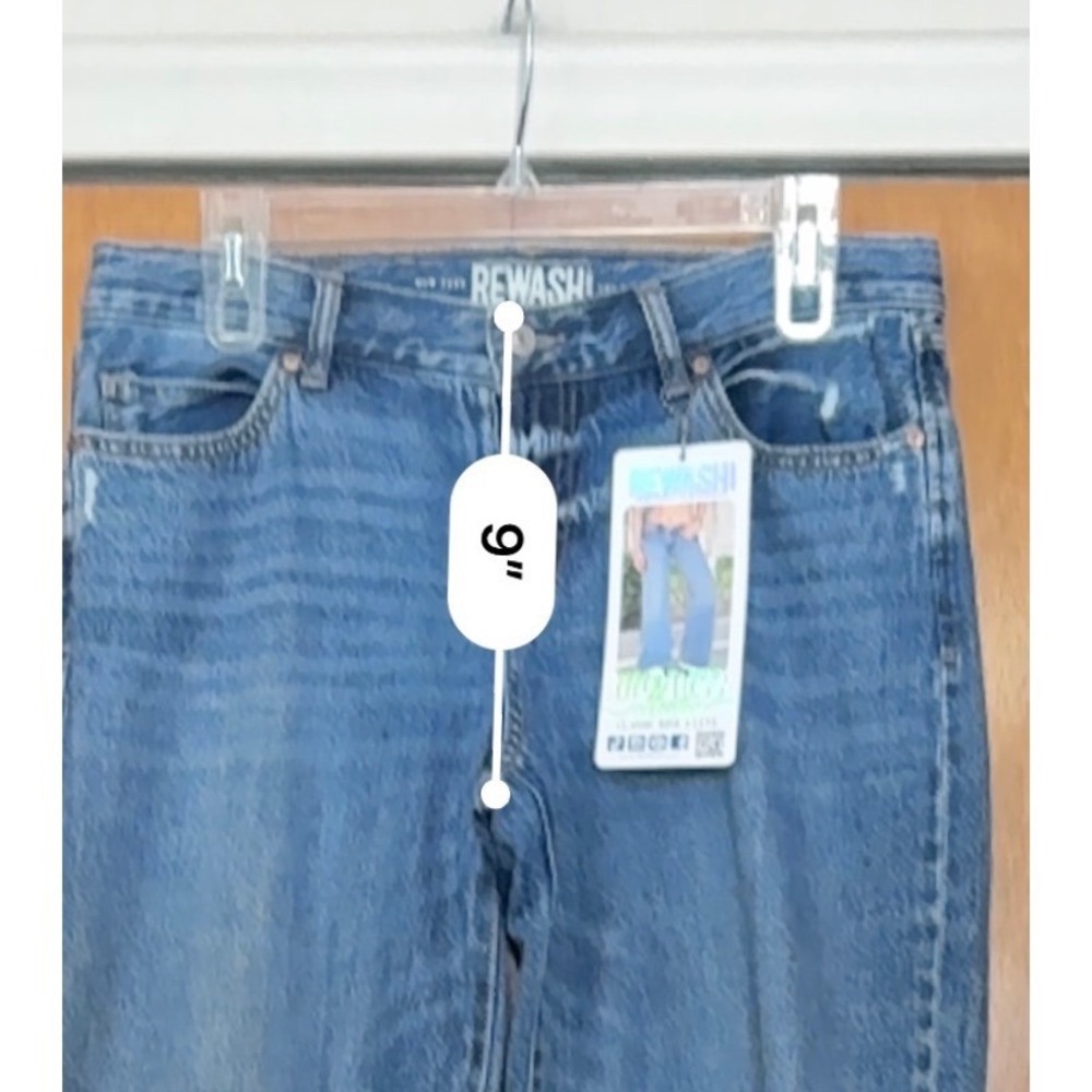 NWT RE:WASH Jeans Women Classic Rise A Line Wide Leg Distressed Versatile Sz5/27 - Picture 6 of 12
